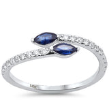 <span style="color:purple">SPECIAL!</span> .49ct G SI 14K White Gold Diamond & Blue Sapphire Gemstone Wrap around Band Ring Size 6.5