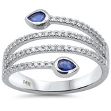 .59ct G SI 14K White Gold Diamond & Blue Sapphire Gemstone Wrap Around Ring Size 6.5