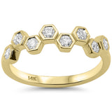 <span style="color:purple">SPECIAL!</span> .33ct G SI 14K Yellow Gold Diamond Honeycomb Design Band Ring Size 6.5