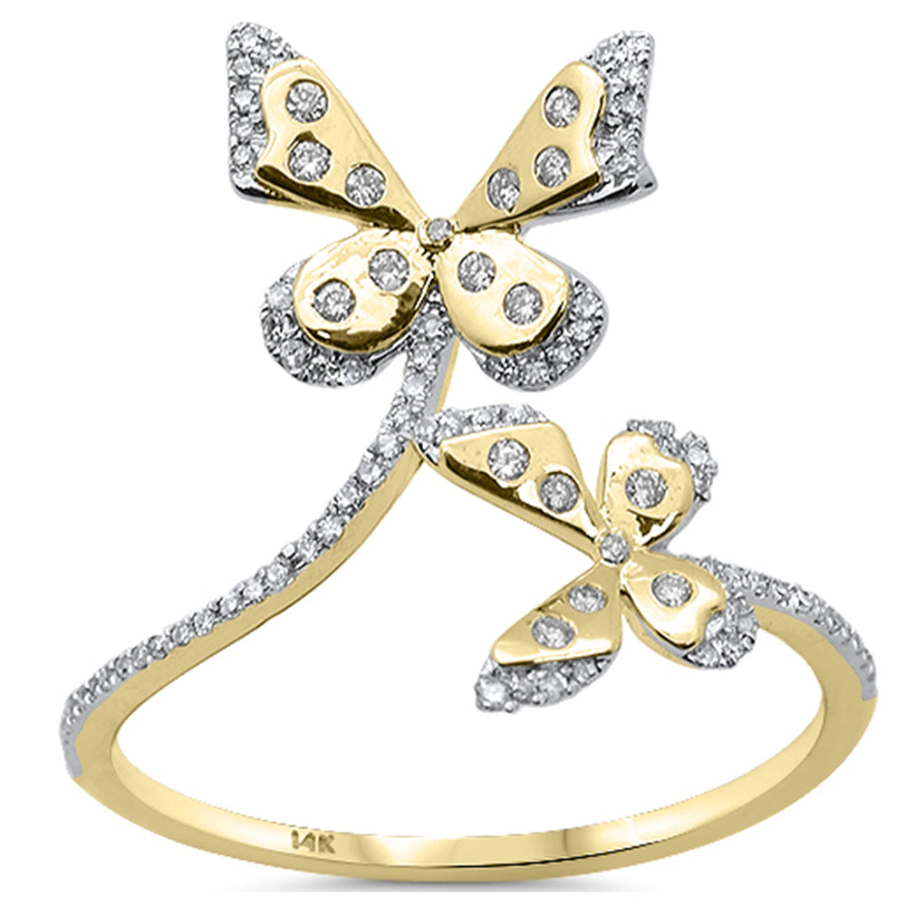 .18ct G SI 14K Yellow Gold Diamond Butterfly Art Deco Ring Size 6.5