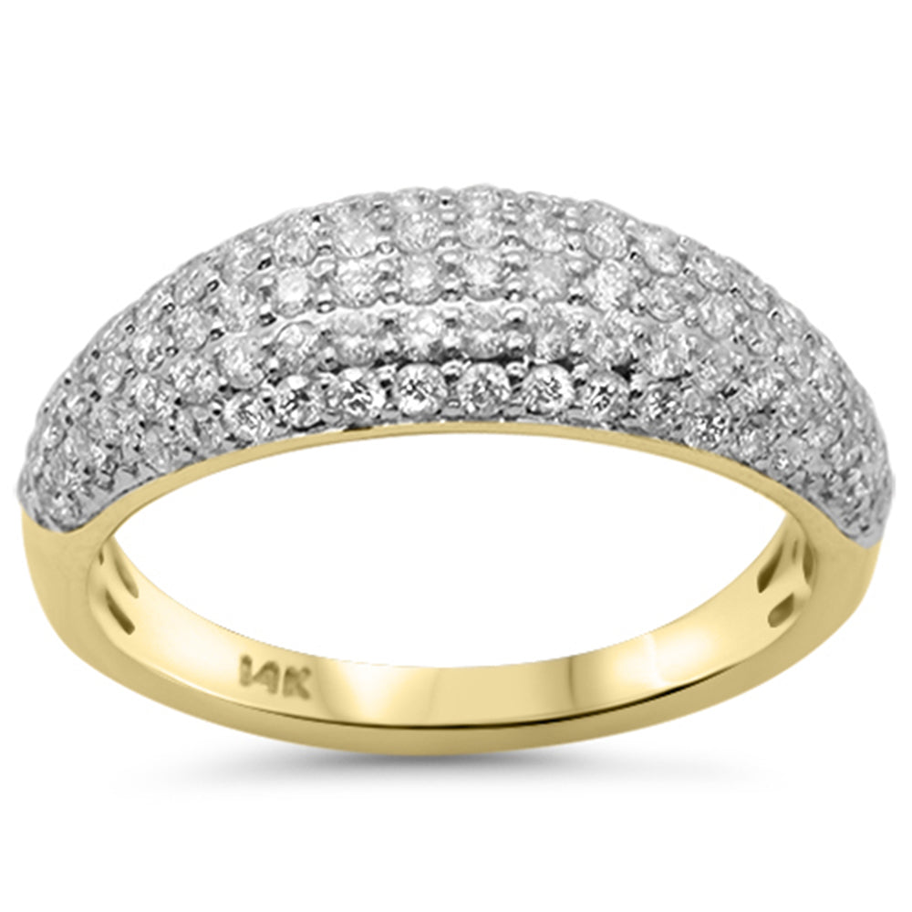 .72ct G SI 14K Yellow Gold Round Pave Diamond Band Ring Size 6.5