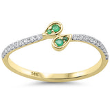 .16ct G SI 14K Yellow Gold Emerald Gemstone & Diamond Ring Size 6.5