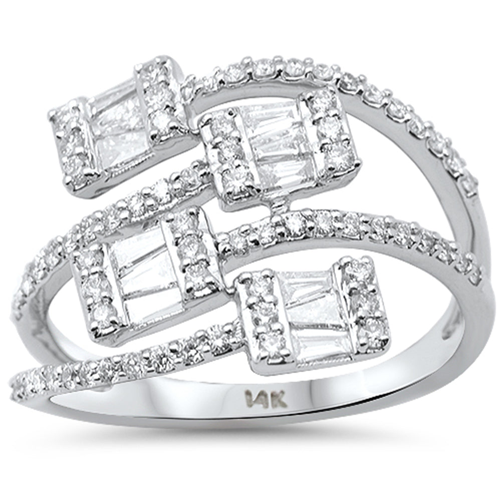 .67ct G SI 14K White Gold Round & Baguette Diamond Band Ring Size 6.5