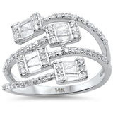 .67ct G SI 14K White Gold Round & Baguette Diamond Band Ring Size 6.5