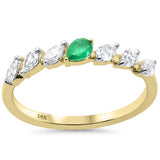 .43ct G SI 14K Yellow Gold Pear Shape Diamond & Emerald Gemstone Ring Band Size 6.5