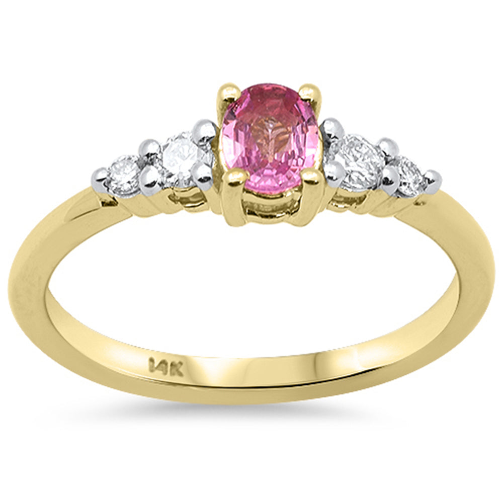 .51ct G SI 14K Yellow Gold Diamond & Pink Sapphire Gemstone Ring Size 6.5