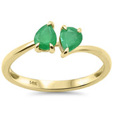 .68ct G SI 14K Yellow Gold Pear Shape Emerald Gemstone Ring Size 6.5
