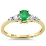 .54ct G SI 14K Yellow Gold Diamond & Emerald Gemstone Ring Size 6.5