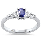 .66ct G SI 14K White Gold Diamond & Blue Sapphire Gemstone Ring Size 6.5