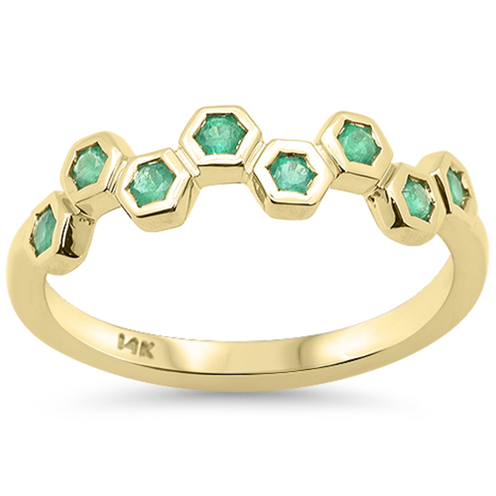 .29ct G SI 14K Yellow Gold Emerald Gemstone Ring Band Size 6.5