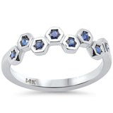 <span style="color:purple">SPECIAL!</span> .34ct G SI 14K White Gold Blue Sapphire Gemstone Ring Band Size 6.5