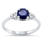 1.02ct Gemstones G SI 14K White Gold Diamond & Blue Sapphire Gemstone Ring Size 6.5