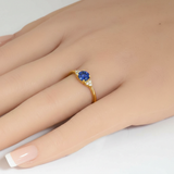 1.01ct Gemstones G SI 14K Yellow Gold Diamond & Blue Sapphire Gemstone Ring Size 6.5