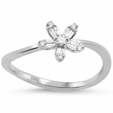 <span style="color:purple">SPECIAL!</span> .11ct G SI 14K White Gold Diamond Flower Diamond Ring Size 6.5