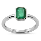 <span style="color:purple">SPECIAL!</span> 1.05ct G SI 14K White Gold Bezel Set Emerald Gemstone Ring Size 6.5