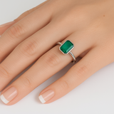 <span style="color:purple">SPECIAL!</span> 1.05ct G SI 14K White Gold Bezel Set Emerald Gemstone Ring Size 6.5
