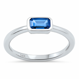 <span style="color:purple">SPECIAL!</span> .61ct G SI 14K White Gold Bezel Set Blue Sapphire Gemstone Ring Size 6.5