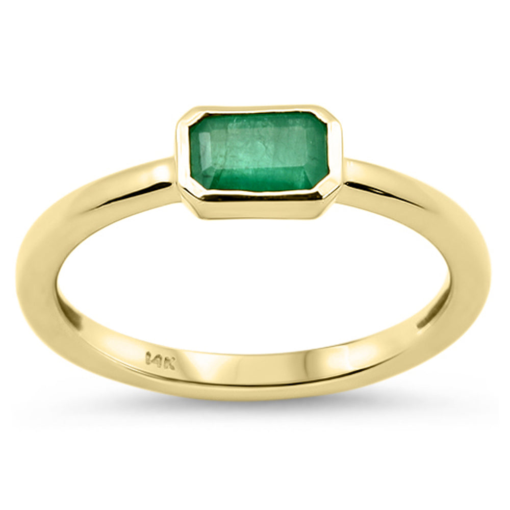.50ct G SI 14K Yellow Gold Bezel Set Emerald Gemstone Ring Size 6.5