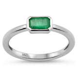 .54ct G SI 14K White Gold Bezel Set Emerald Gemstone Ring Size 6.5