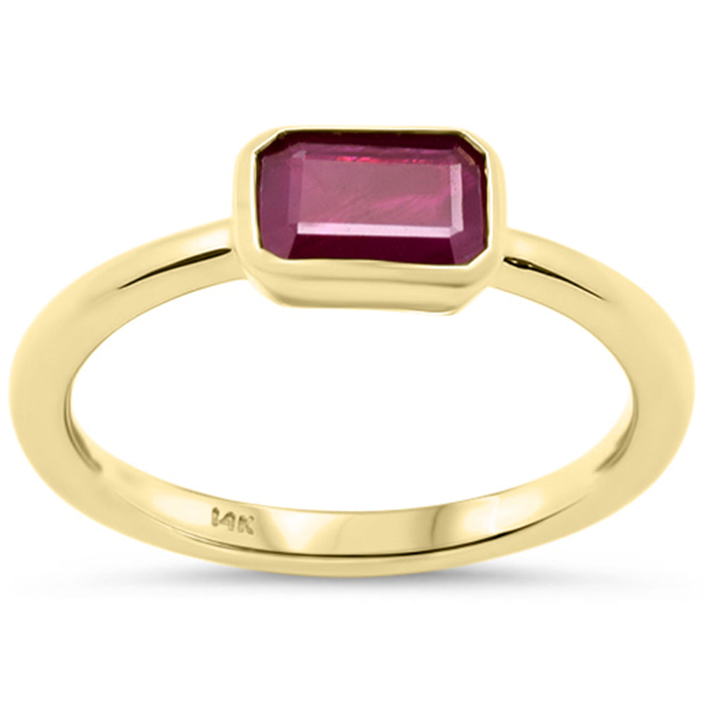 1.03ct G SI 14K Yellow Gold Bezel Set Ruby Gemstone Ring Size 6.5