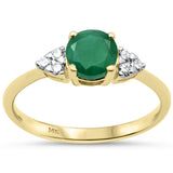 <span style="color:purple">SPECIAL!</span> .94ct G SI 14K Yellow Gold Diamond & Emerald Gemstone Ring Size 6.5