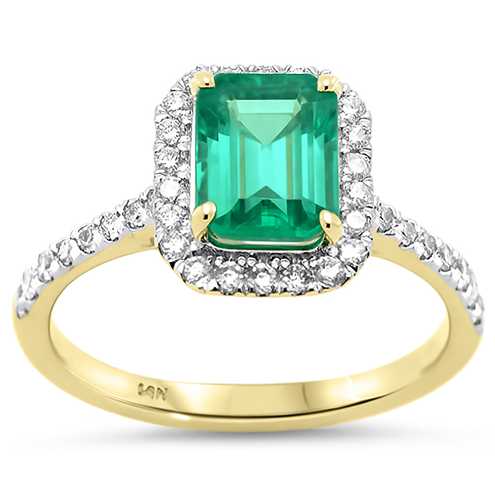 1.91ct G SI 14K Yellow Gold Diamond & Emerald Gemstone Ring Size 6.5