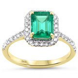 1.91ct G SI 14K Yellow Gold Diamond & Emerald Gemstone Ring Size 6.5