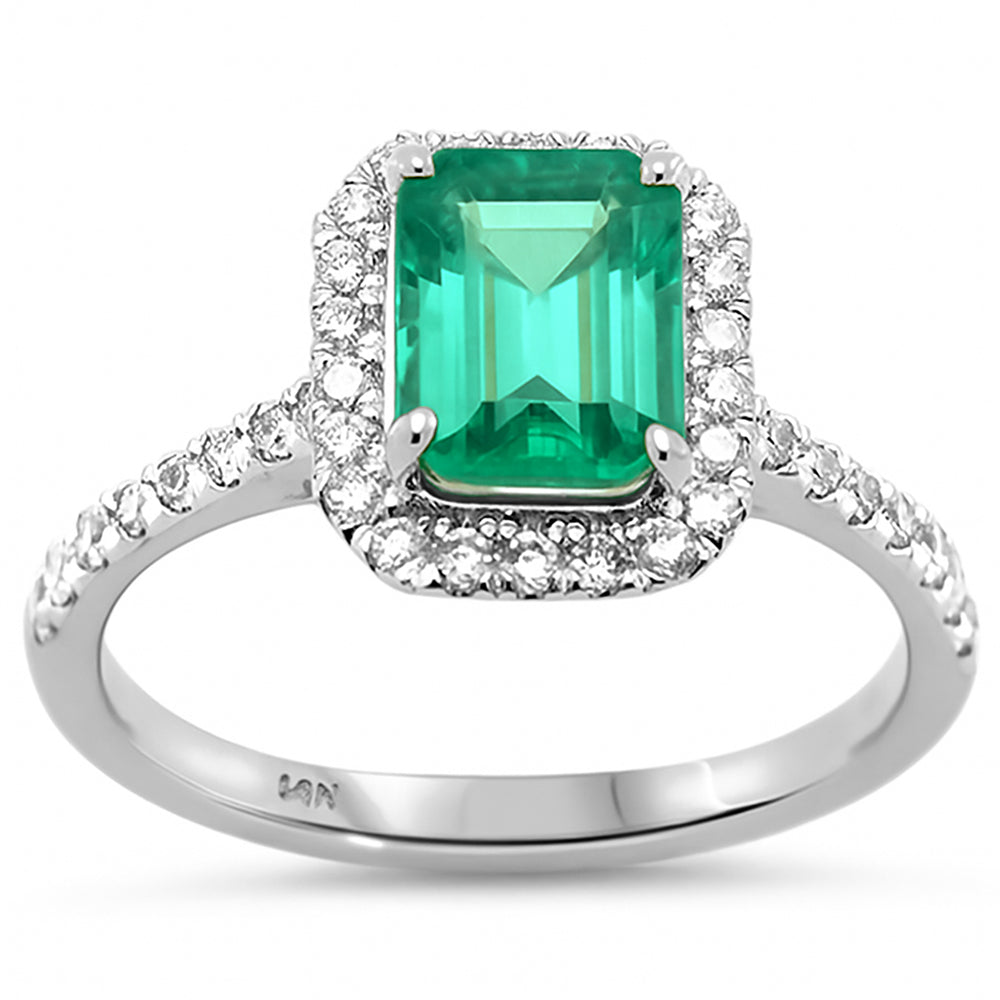 <span style="color:purple">SPECIAL!</span> 2.44ct G SI 14K White Gold Diamond & Emerald Gemstone Ring Size 6.5