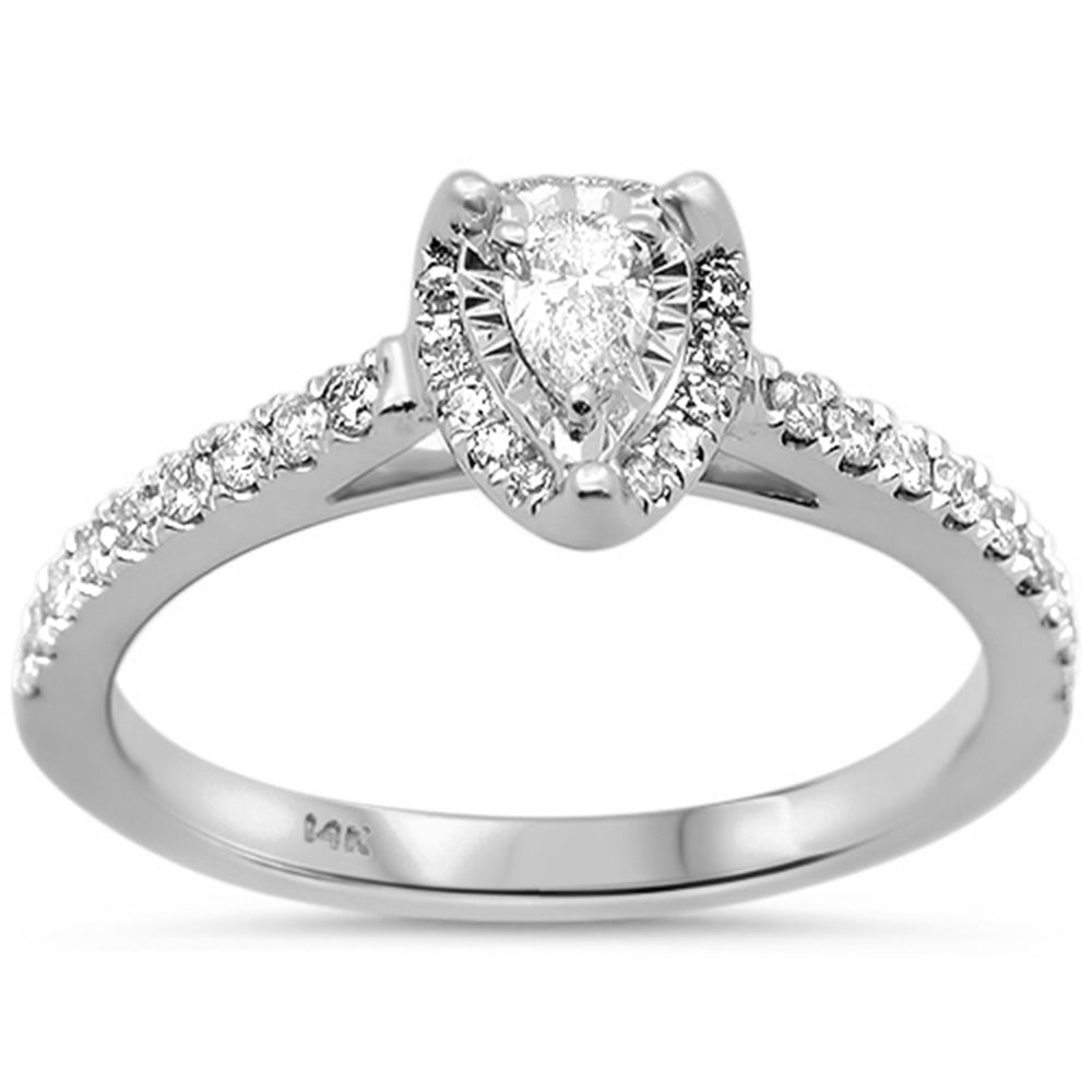 .37ct G SI 14K White Gold Pear Shape Diamond Solitaire Ring Size 6.5