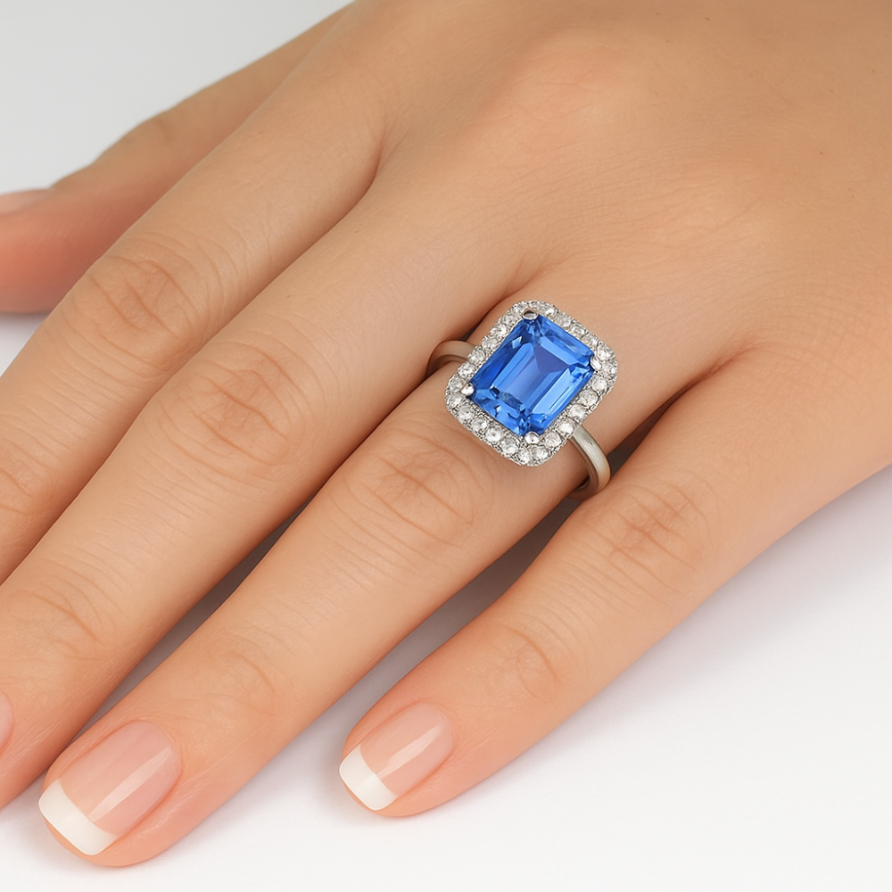 2.99ct G SI 14K White Gold Diamond & Tanzanite Gemstone Ring Size 6.5