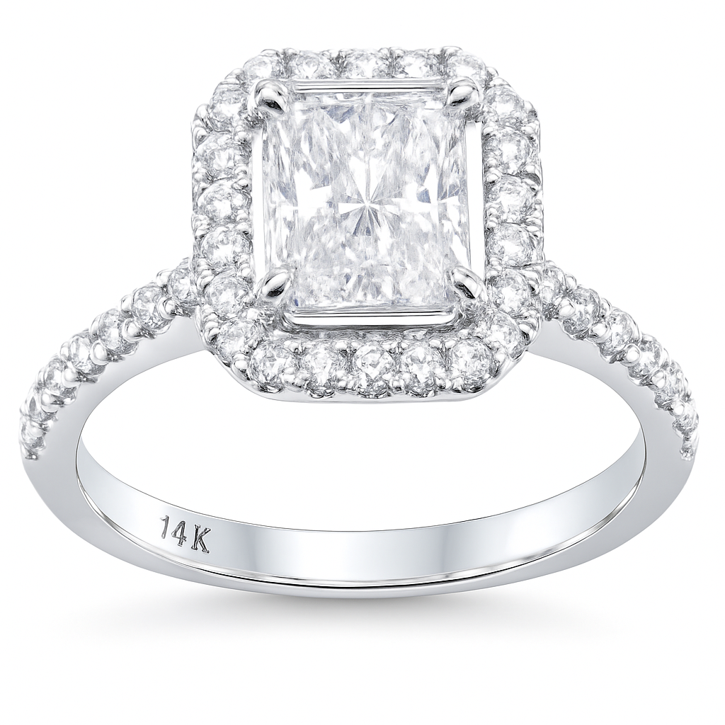 1.40ct G SI 14K White Gold Diamond Radiant Diamond Engagement Ring Size 6.5