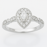 .38ct G SI 14K White Gold Diamond Pear Shape Diamond Solitaire Ring Size 6.5