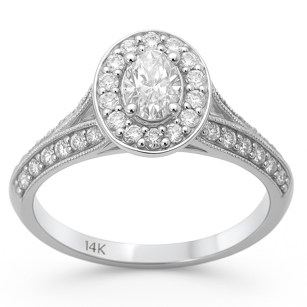 .71ct G SI 14K White Gold Ovval Diamond Engagement Ring Size 6.5