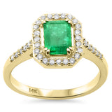 1.13ct G SI 14K Yellow Gold Diamond & Emerald Gemstone Ring Size 6.5