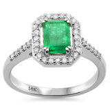 1.12ct G SI 14K White Gold Diamond & Emerald Gemstone Ring Size 6.5