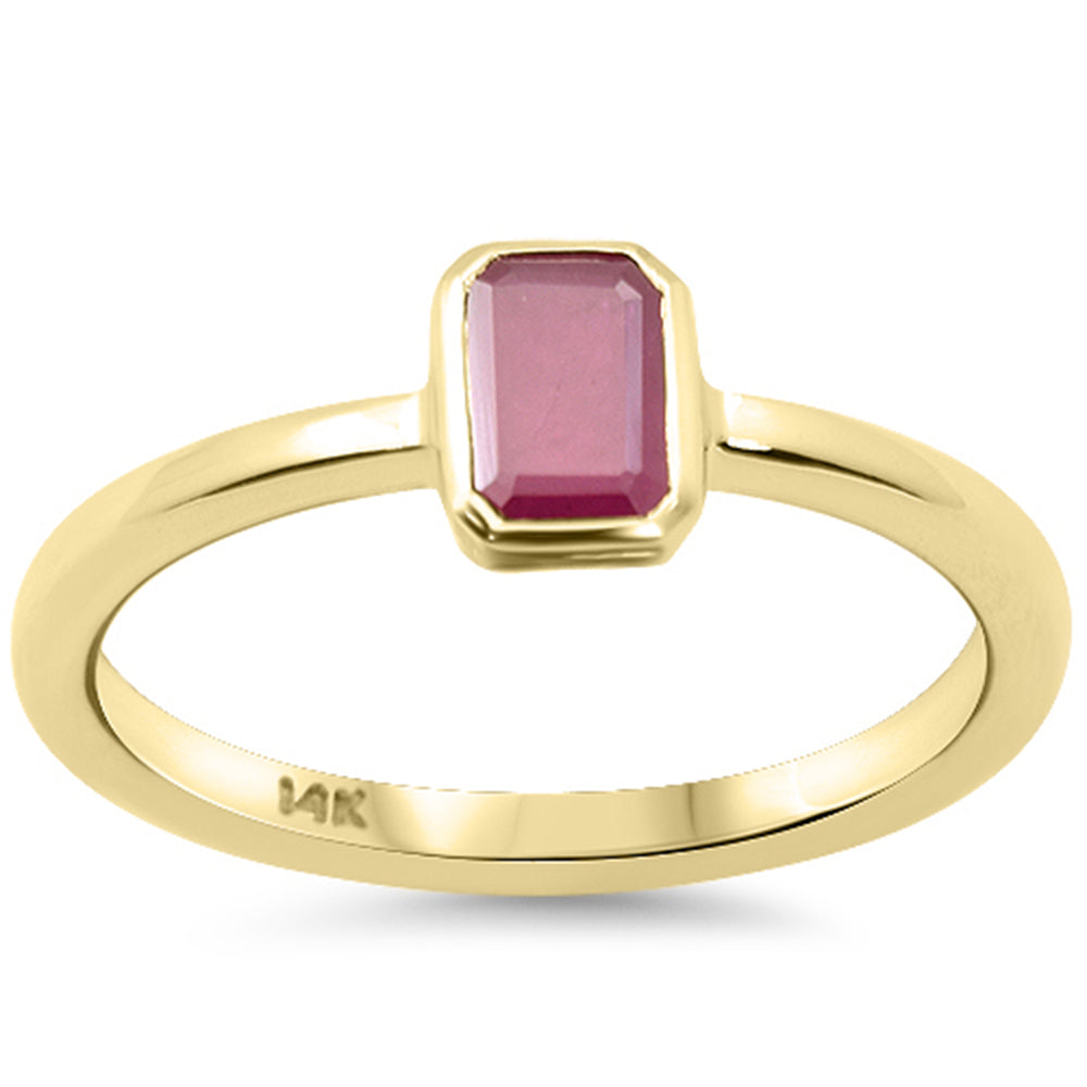.75ct G SI 14K Yellow Gold Bezel Set Ruby Gemstone Ring Size 6.5