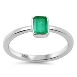 .63ct G SI 14K White Gold Bezel Set Emerald Gemstone Ring Size 6.5