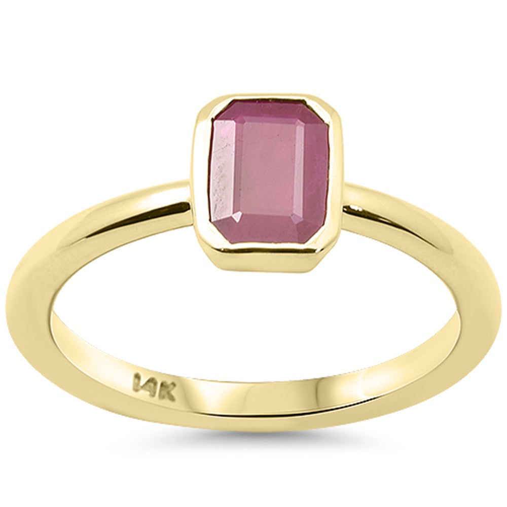 1.22ct G SI 14K Yellow Gold Ruby Gemstone Bezel Set Ring Size 6.5