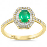 .78ct G SI 14K Yellow Gold Diamond & Emerald Gemstone Ring Size 6.5