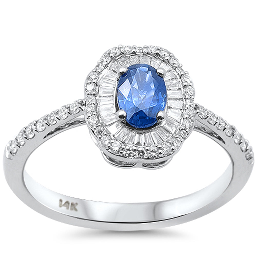 .95ct G SI 14K White Gold Diamond & Blue Sapphire Gemstone Ring Size 6.5