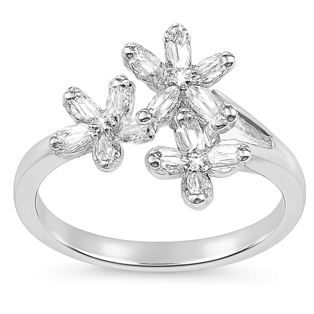 .26ct G SI 14K White Gold Diamond Flower Diamond Ring Size 6.5