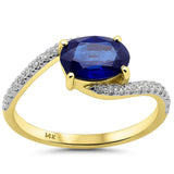 1.54ct G SI 14K Yellow Gold Diamond & Oval Blue Sapphire Gemstone Ring Size 6.5