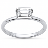 .80ct G SI 14K White Gold Bezel Set Emerald Cut Diamond Engagement Ring Size 6.5