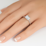 .80ct G SI 14K White Gold Bezel Set Emerald Cut Diamond Engagement Ring Size 6.5