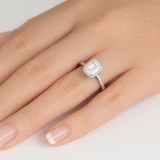 <span style="color:purple">SPECIAL!</span> .82ct G SI 14K White Gold Bezel Set Emerald Cut Diamond Engagement Solitaire Ring Size 6.5