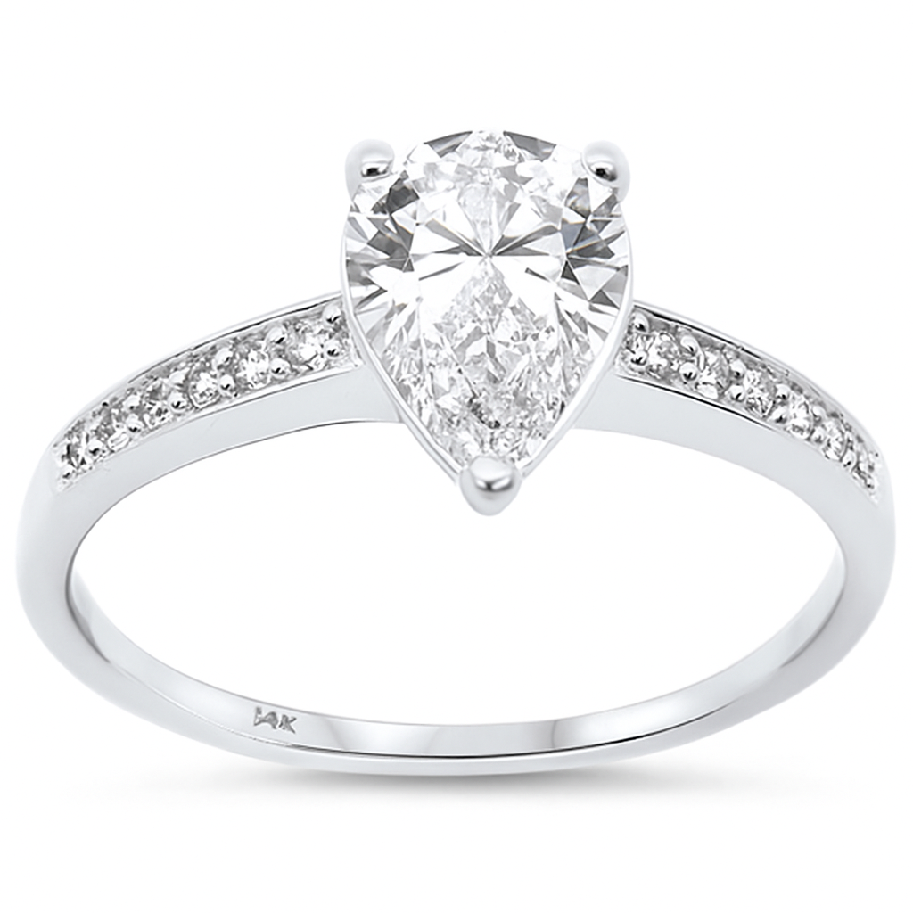 1.26ct G SI 14K White Gold Pear Diamond Engagement Ring Size 6.5