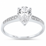 1.26ct G SI 14K White Gold Pear Diamond Engagement Ring Size 6.5