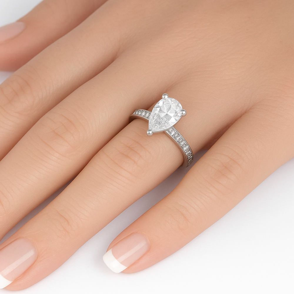 1.26ct G SI 14K White Gold Pear Diamond Engagement Ring Size 6.5
