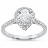 <span style="color:purple">SPECIAL!</span> 1.09ct G SI 14K White Gold Pear Diamond Engagement Ring Size 6.5