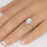 <span style="color:purple">SPECIAL!</span> 1.09ct G SI 14K White Gold Pear Diamond Engagement Ring Size 6.5